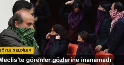 HDP'li milletvekillerinden poşulu protesto